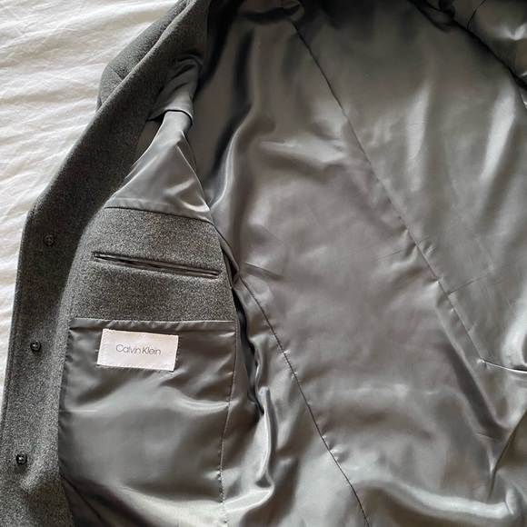 Calvin Klein, Woollen Cashmere grey overcoat - Picture 2 of 3